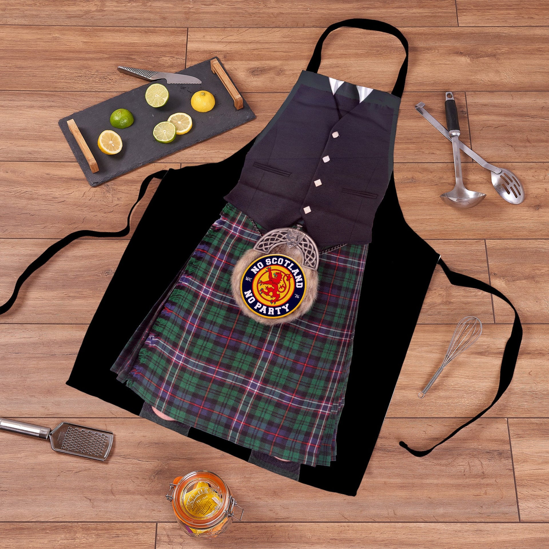 No Scotland, No Party! Green Kilt - Novelty - Water-Resistant Adults Apron