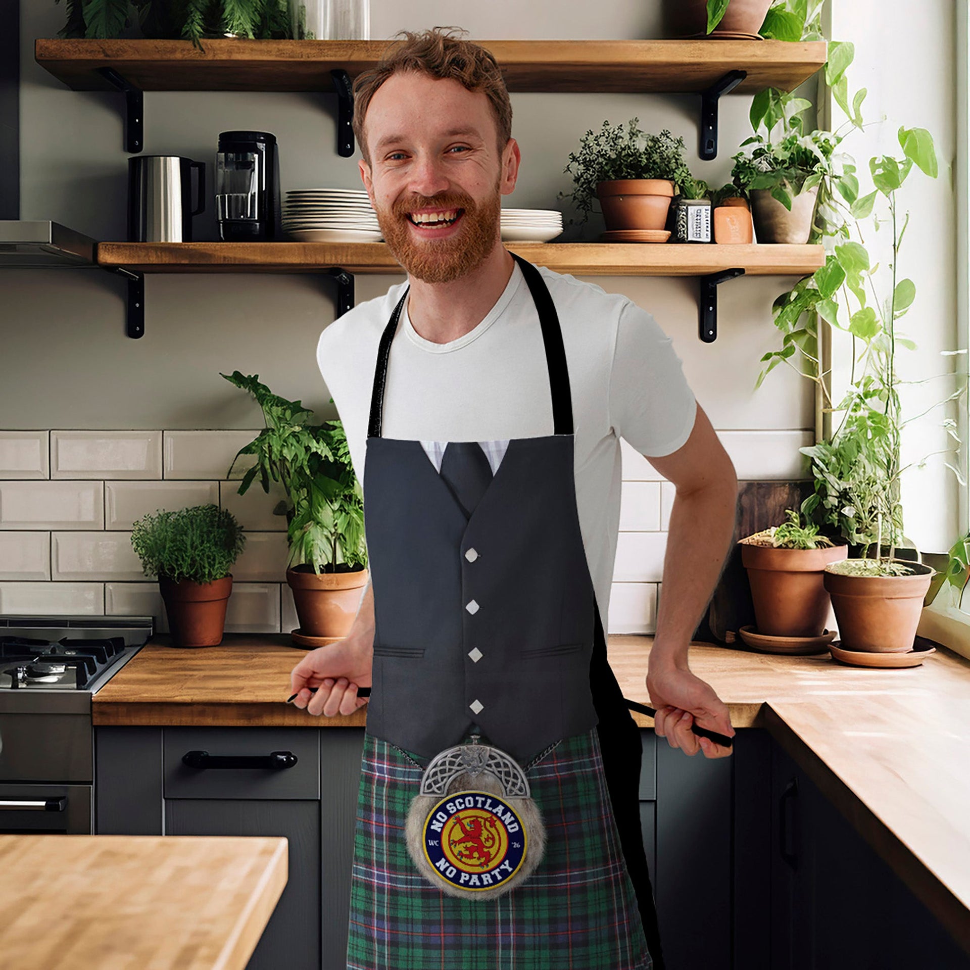 No Scotland, No Party! Green Kilt - Novelty - Water-Resistant Adults Apron