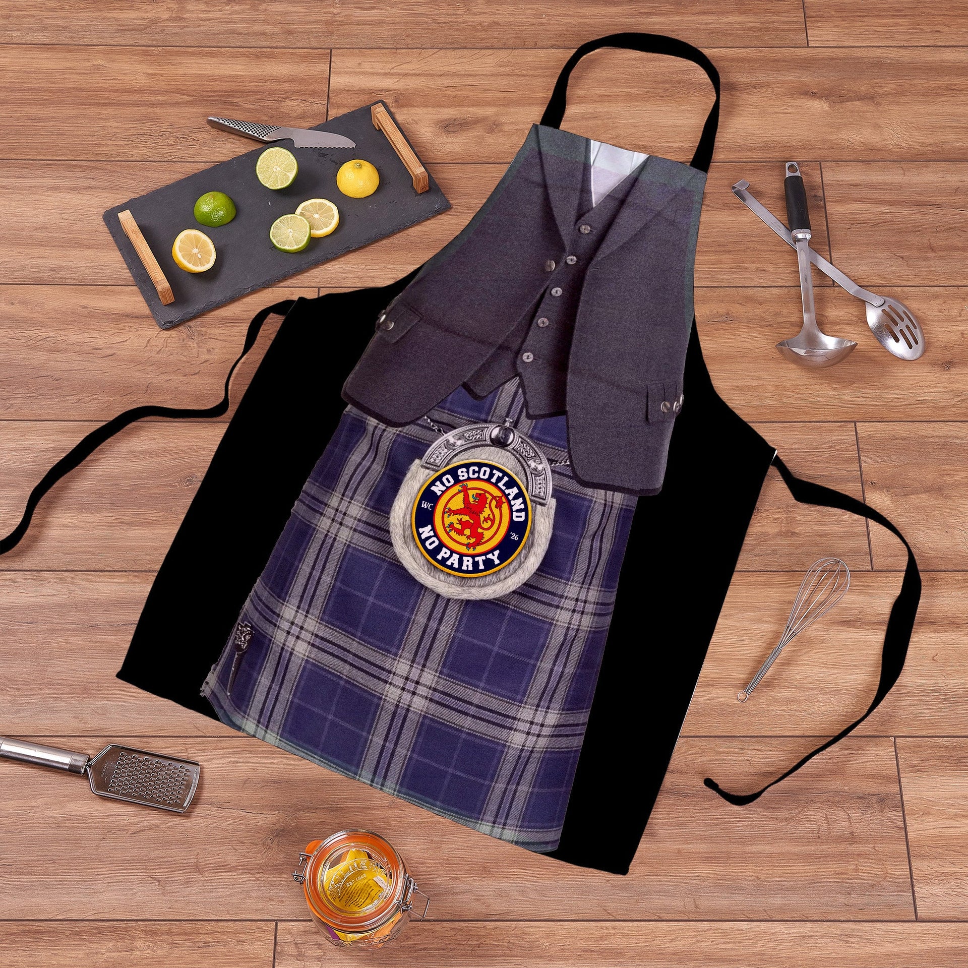 No Scotland, No Party! Navy Kilt - Novelty - Water-Resistant Adults Apron