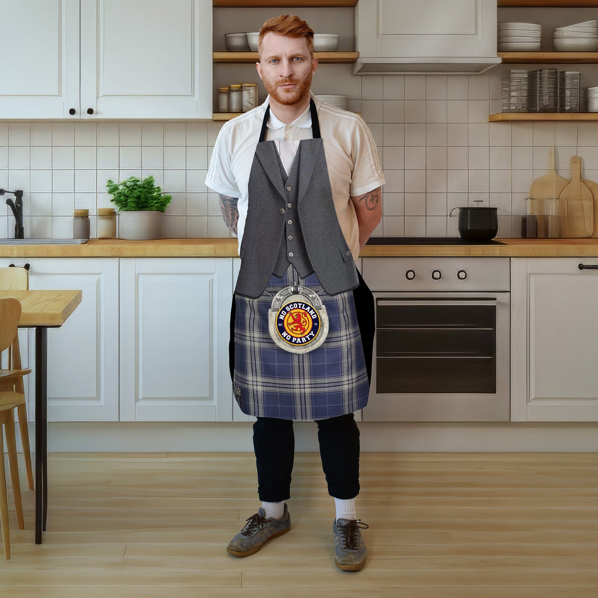 No Scotland, No Party! Navy Kilt - Novelty - Water-Resistant Adults Apron