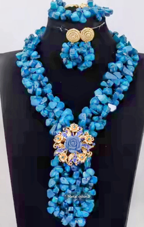 Fabulous African Beads Jewelry Set Latest Coral Beads Necklace Set Wholesale
