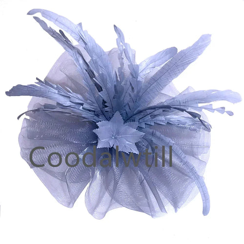 Kentucky Derby Big Fascinator Hat Women Wedding Elegant Feather Pillbox Cap