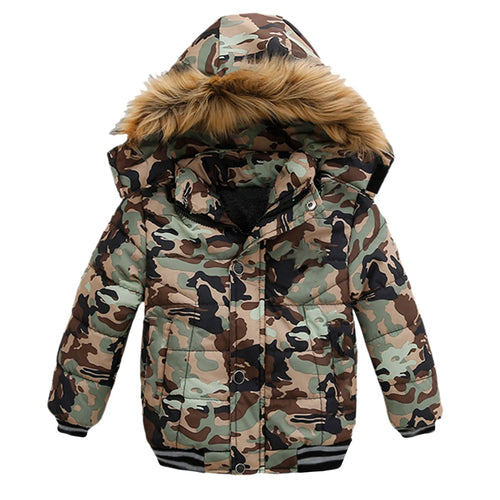 2025 Winter Children Warm Clothing Boys Down Jacket Baby Polyester Fiber Hooded