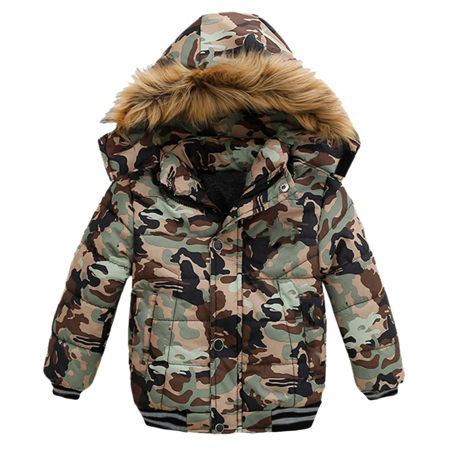 2025 Winter Children Warm Clothing Boys Down Jacket Baby Polyester Fiber Hooded