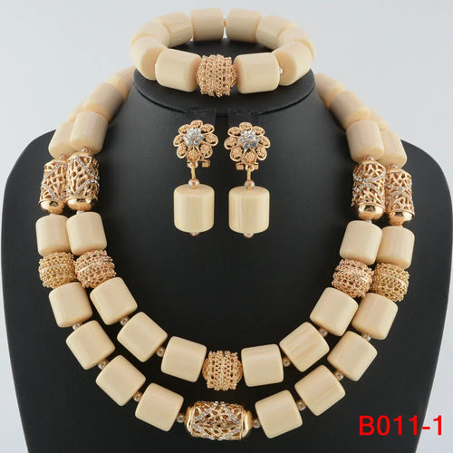Traditional Nigerian Wedding Artificial Coral Beads Bridal Jewelry Sets African
