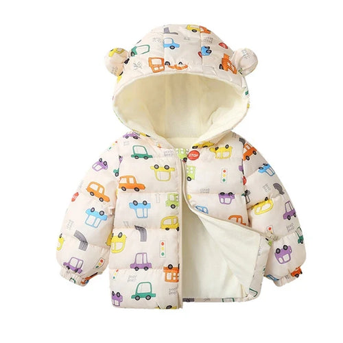 Winter Baby Kids Fleece Jacket Warm Hooded Down Outerwear