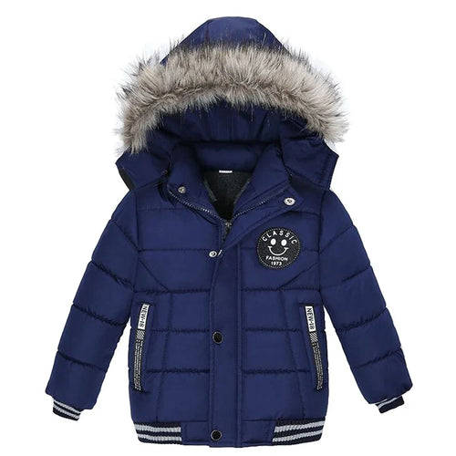 Autumn Winter Hooded Jacket for Kids - Boys & Girls Warm Fur Collar Zipper Outerwear Casual Fashion Baby Coat for Ages 2-6