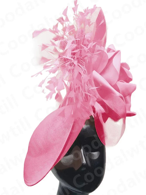 Big Flower Fascinator Derby Hat Women Party Dinner Headpiece Royal Ascot