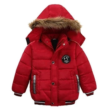 Autumn Winter Hooded Jacket for Kids - Boys & Girls Warm Fur Collar Zipper Outerwear Casual Fashion Baby Coat for Ages 2-6