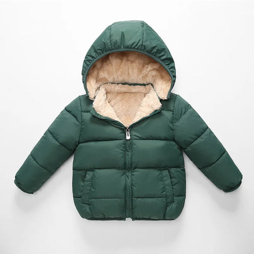 Winter Baby Kids Fleece Jacket Warm Hooded Down Outerwear