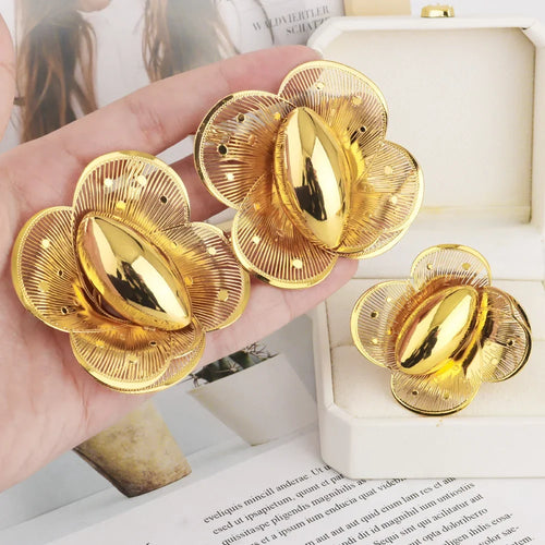 Gold Plated Earrings Ring Set for Women