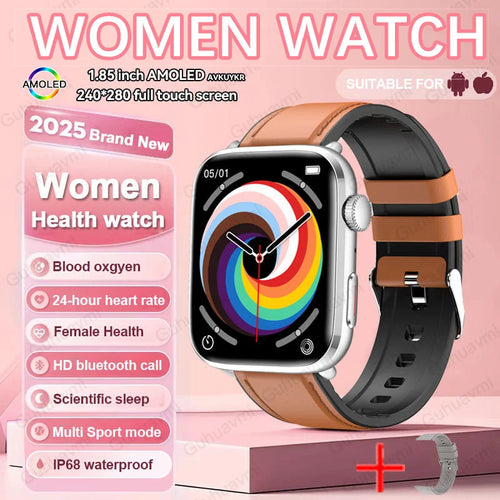2025 AI Diagnosis NFC Smart Watch Women 1.85 inch AMOLED Blood pressure Heart