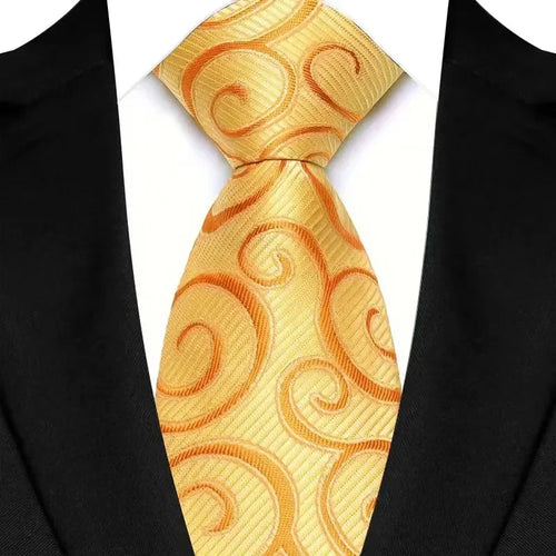 8cm Width Yellow Color Neck Ties For Men Paisley Dots Handmade