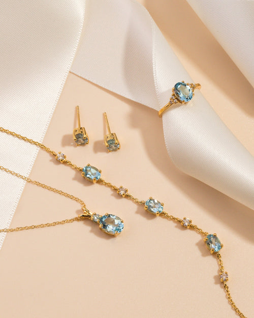 Mini Set 2 - Blue Topaz Jewellery Set in 18k Gold Vermeil