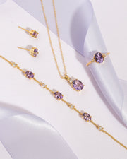 Lavender Amethyst Oval Stud Earrings in 18k Gold Vermeil