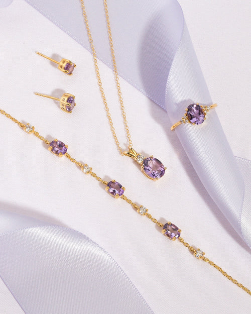 Lavender Amethyst Oval Stud Earrings in 18k Gold Vermeil
