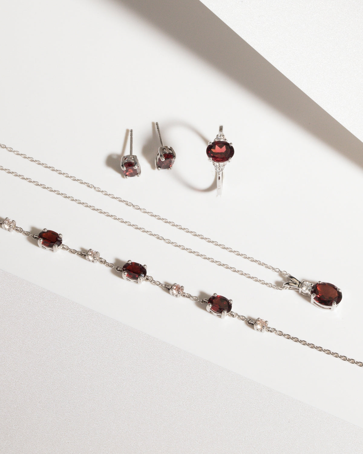 Mini Set 1 - Garnet Jewellery Set in Sterling Silver