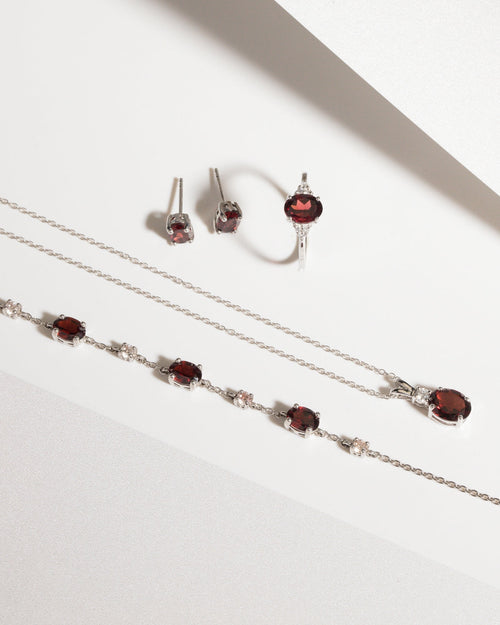 Mini Set 1 - Garnet Jewellery Set in Sterling Silver