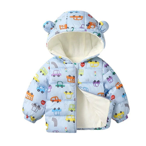 Winter Baby Kids Fleece Jacket Warm Hooded Down Outerwear