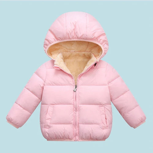 Winter Baby Kids Fleece Jacket Warm Hooded Down Outerwear