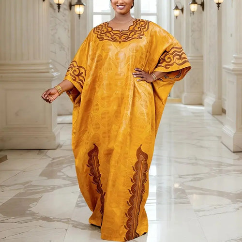 African Dresses for Women Dashiki Traditional Bazin Gown Ankara Embroidery Boubou Robe Nigeria Wedding Evening Party Dress