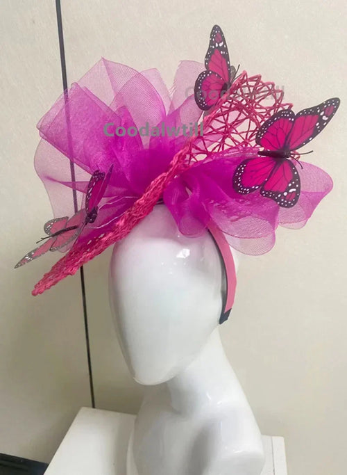 New Fascinator Wedding Headpiece Women Butterfly Headwear For Church Derby Hat