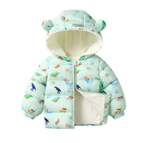 Winter Baby Kids Fleece Jacket Warm Hooded Down Outerwear