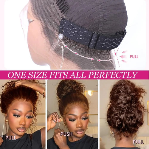 Deep Wave 360 Lace Front Wig Human Hair Chocolate Brown Pre Plucked with Baby Hair 250 Density Curly Glueless 24 Inch