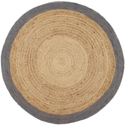 Bordered Grey Jute Rug