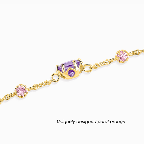 Pink Sapphire & Amethyst Bracelet in 18k Gold Vermeil