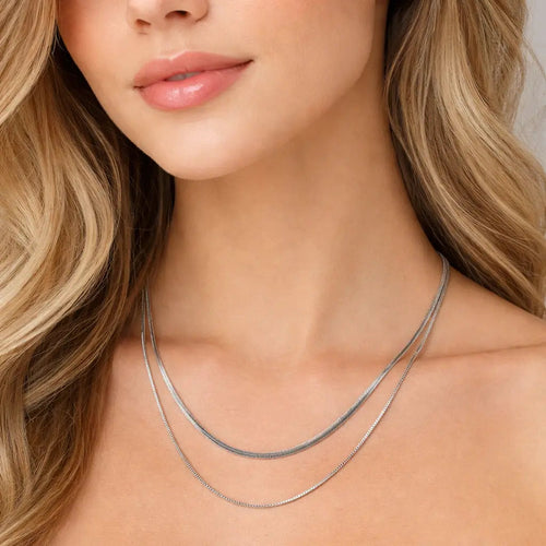 Milan Luxe Silver Plated Double Layer Chain