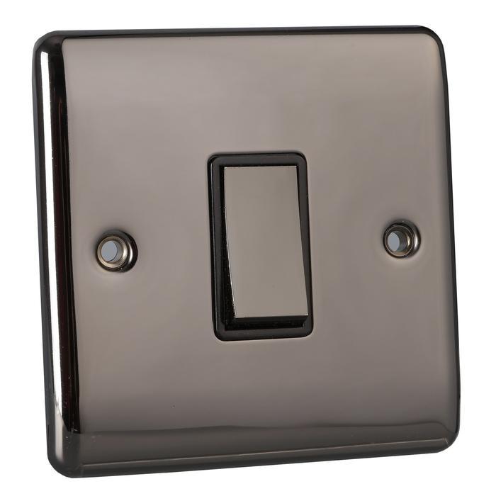 Caradok 1 gang Intermediate Switch - Black nickel, Metal Switch, black Insert