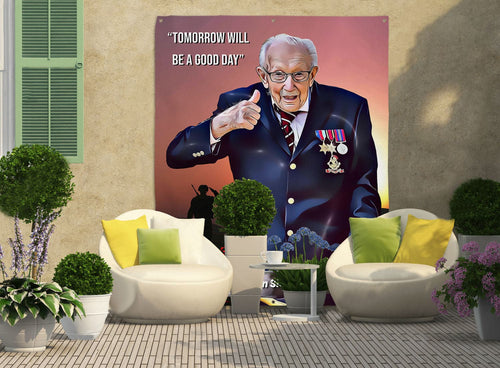 Captain Sir Tom - Poppy Field - Portrait Garden Banner - 61" x 79"
