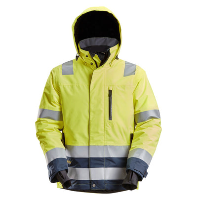 Snickers 1132 AllroundWork, Hi-Vis Class 3 Waterproof Insulated Jacket Yellow/Navy XS