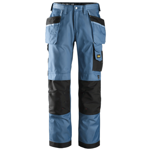 Snickers 3212 Craftsmen Holster Pocket Trousers, DuraTwill Ocean Blue/Black Waist 39"- Leg 35"- Snickers Size: 156