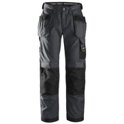 Snickers 3213 Craftsmen Holster Pocket Trousers, Rip-Stop Steel Grey/Black Waist 30"- Leg 30"- Snickers Size: 84