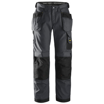 Snickers 3213 Craftsmen Holster Pocket Trousers, Rip-Stop Steel Grey/Black Waist 28"- Leg 32"- Snickers Size: 42