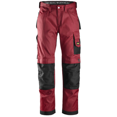 Snickers 3312 Craftsmen Trousers, DuraTwill Chilli Red/Black 36" Waist 32" Leg - Snickers Size 52