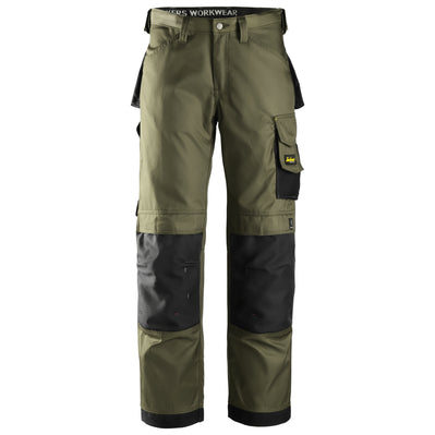 Snickers 3312 Craftsmen Trousers, DuraTwill Olive Green/Black