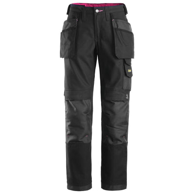 Snickers 3714 Womens Holster Pocket Trousers, Canvas+ Black Waist 33"- Leg 31"- Snickers Size: 44