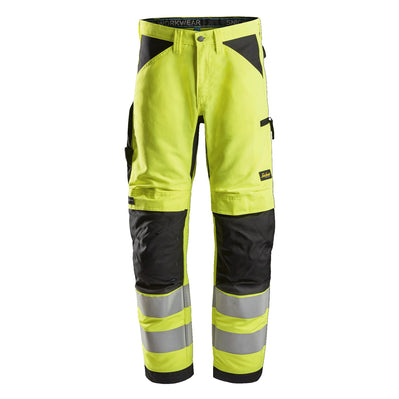Snickers 6332 LiteWork, Hi-Vis Work Trousers+ Cl2 Yellow 31" Waist 35" Leg - Snickers Size 146