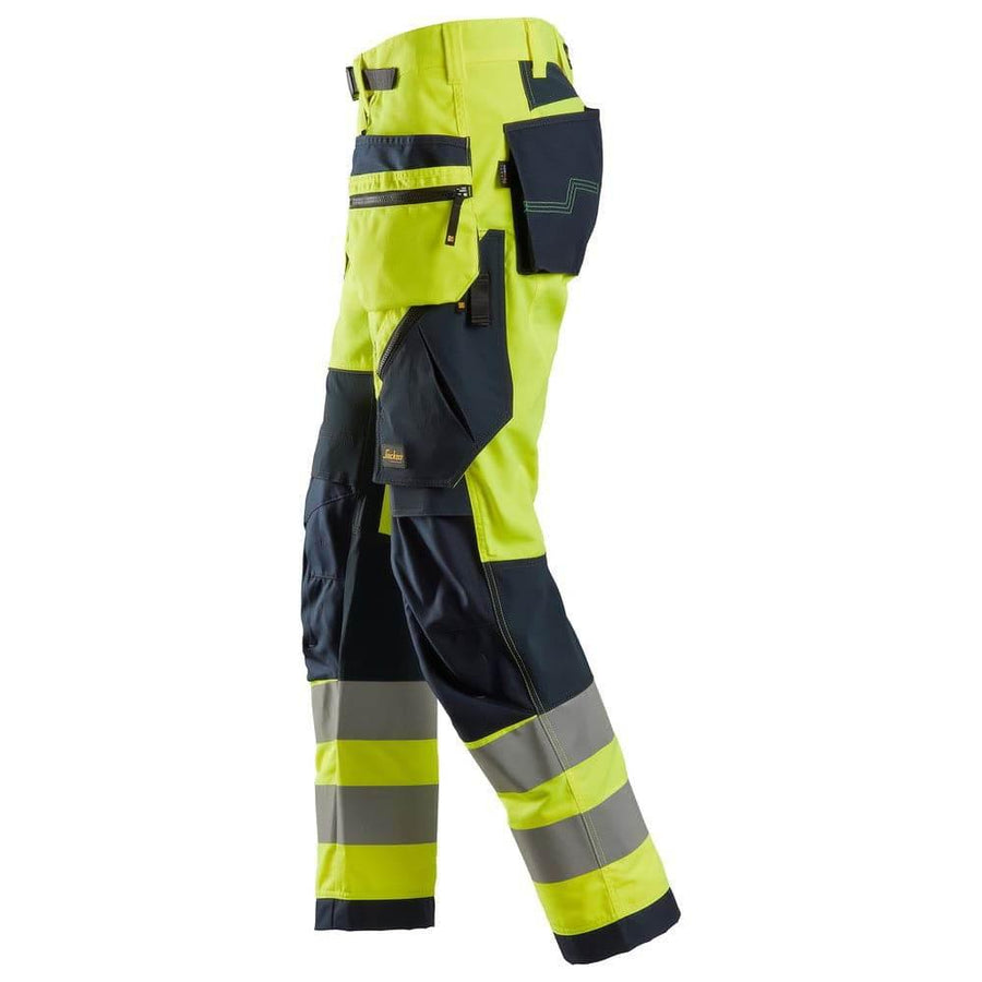 Snickers 6932 FlexiWork Hi-Vis Work Trousers Holster Pockets CL2