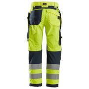 Snickers 6932 FlexiWork Hi-Vis Work Trousers Holster Pockets CL2