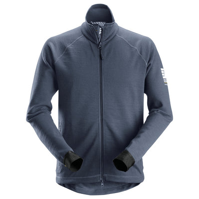 Snickers 8019 AllroundWork, Midlayer Wool Full Zip Jacket Dark Blue Melange Large