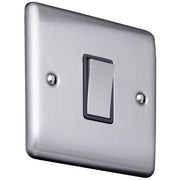 Caradok 1 gang Intermediate Switch - Brushed Chrome, Metal Switch, Grey Insert