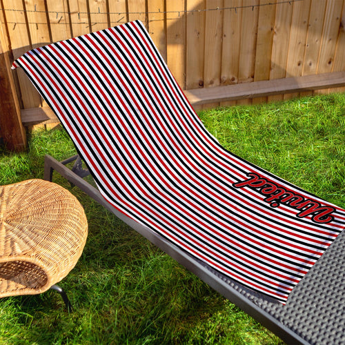 Manchester Red - Stripes - Microfibre Retro Beach Towel - 150cm x 75cm