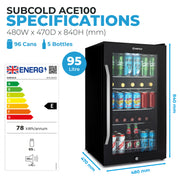 Subcold Ace100 LED Touch Control Beer Fridge