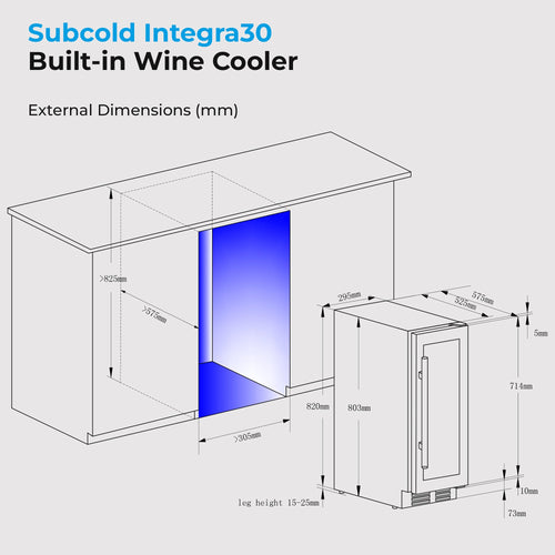 Subcold Integra30 Integrated 2 in 1 Drinks & Wine Cooler