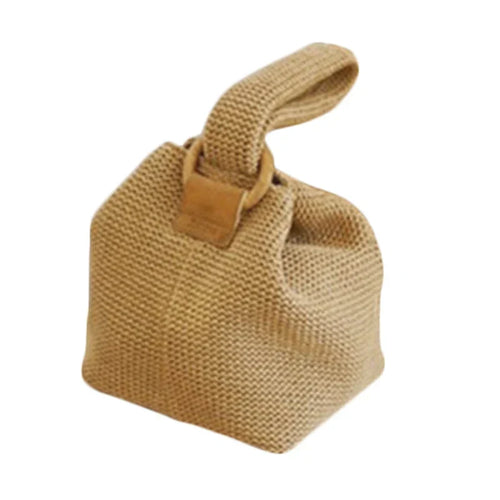 Chic Pouch Straw Bag With Top Carry Handle