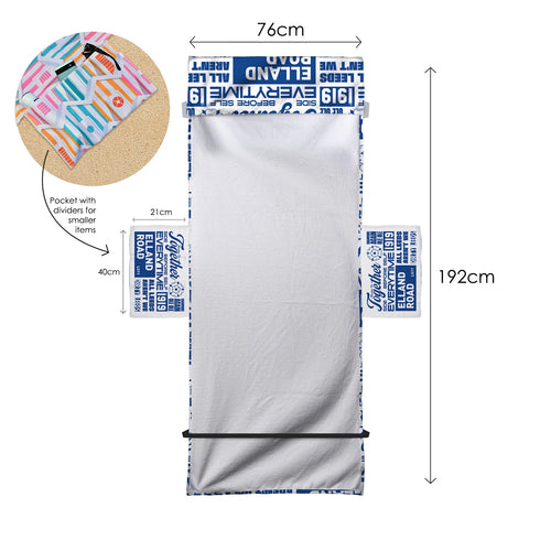 Leeds - Word Montage - White & Blue - Sunbed Towel